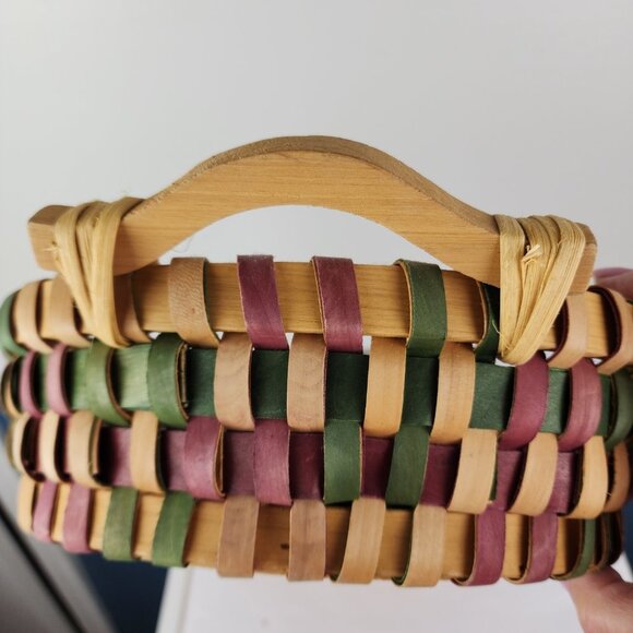 Colorful Woven Oval Basket Handled - Picture 5 of 5